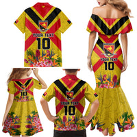 Custom Papua New Guinea Rugby Family Matching Mermaid Dress and Hawaiian Shirt Bird of Paradise and Hibiscus Polynesian Pattern Yellow Color LT03 - Polynesian Pride