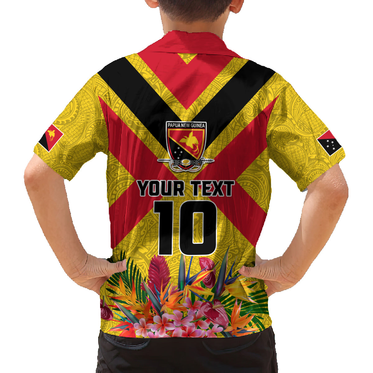Custom Papua New Guinea Rugby Family Matching Off Shoulder Maxi Dress and Hawaiian Shirt Bird of Paradise and Hibiscus Polynesian Pattern Yellow Color LT03 - Polynesian Pride
