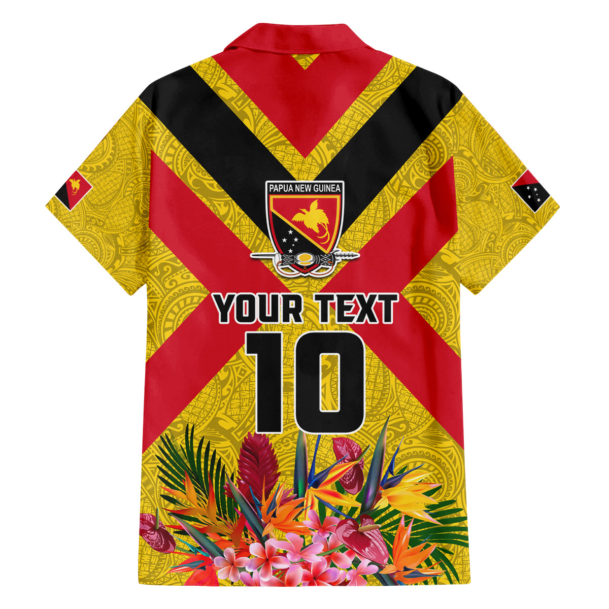 Custom Papua New Guinea Rugby Family Matching Off Shoulder Short Dress and Hawaiian Shirt Bird of Paradise and Hibiscus Polynesian Pattern Yellow Color LT03 - Polynesian Pride