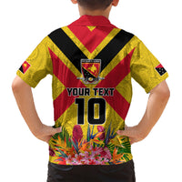 Custom Papua New Guinea Rugby Family Matching Short Sleeve Bodycon Dress and Hawaiian Shirt Bird of Paradise and Hibiscus Polynesian Pattern Yellow Color LT03 - Polynesian Pride