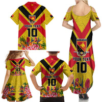 Custom Papua New Guinea Rugby Family Matching Summer Maxi Dress and Hawaiian Shirt Bird of Paradise and Hibiscus Polynesian Pattern Yellow Color LT03 - Polynesian Pride