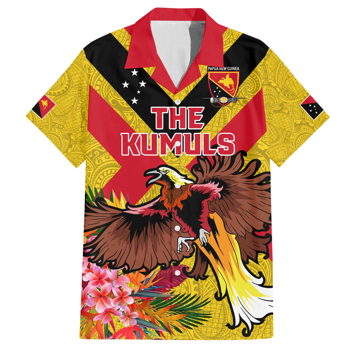 Custom Papua New Guinea Rugby Family Matching Summer Maxi Dress and Hawaiian Shirt Bird of Paradise and Hibiscus Polynesian Pattern Yellow Color LT03 Dad's Shirt - Short Sleeve Yellow - Polynesian Pride