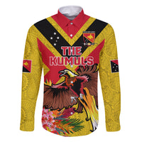 Custom Papua New Guinea Rugby Family Matching Summer Maxi Dress and Hawaiian Shirt Bird of Paradise and Hibiscus Polynesian Pattern Yellow Color LT03 Dad's Shirt - Long Sleeve Yellow - Polynesian Pride