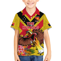 Custom Papua New Guinea Rugby Family Matching Summer Maxi Dress and Hawaiian Shirt Bird of Paradise and Hibiscus Polynesian Pattern Yellow Color LT03 Son's Shirt Yellow - Polynesian Pride