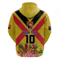 Custom Papua New Guinea Rugby Hoodie Bird of Paradise and Hibiscus Polynesian Pattern Yellow Color LT03