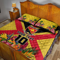 Custom Papua New Guinea Rugby Quilt Bed Set Bird of Paradise and Hibiscus Polynesian Pattern Yellow Color