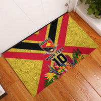 Custom Papua New Guinea Rugby Rubber Doormat Bird of Paradise and Hibiscus Polynesian Pattern Yellow Color LT03 Yellow - Polynesian Pride