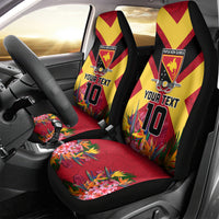 Custom Papua New Guinea Rugby Car Seat Cover Bird of Paradise and Hibiscus Polynesian Pattern Red Color