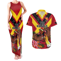 Custom Papua New Guinea Rugby Couples Matching Tank Maxi Dress and Hawaiian Shirt Bird of Paradise and Hibiscus Polynesian Pattern Red Color LT03 Red - Polynesian Pride