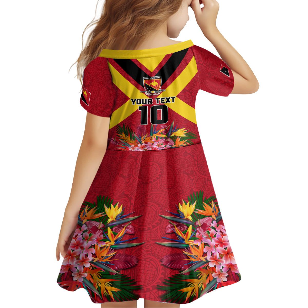 Custom Papua New Guinea Rugby Family Matching Off The Shoulder Long Sleeve Dress and Hawaiian Shirt Bird of Paradise and Hibiscus Polynesian Pattern Red Color LT03 - Polynesian Pride