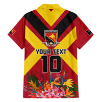Custom Papua New Guinea Rugby Family Matching Off The Shoulder Long Sleeve Dress and Hawaiian Shirt Bird of Paradise and Hibiscus Polynesian Pattern Red Color LT03 - Polynesian Pride