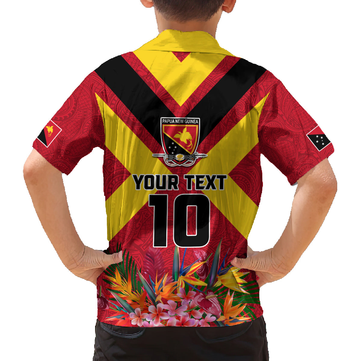 Custom Papua New Guinea Rugby Family Matching Puletasi and Hawaiian Shirt Bird of Paradise and Hibiscus Polynesian Pattern Red Color LT03 - Polynesian Pride