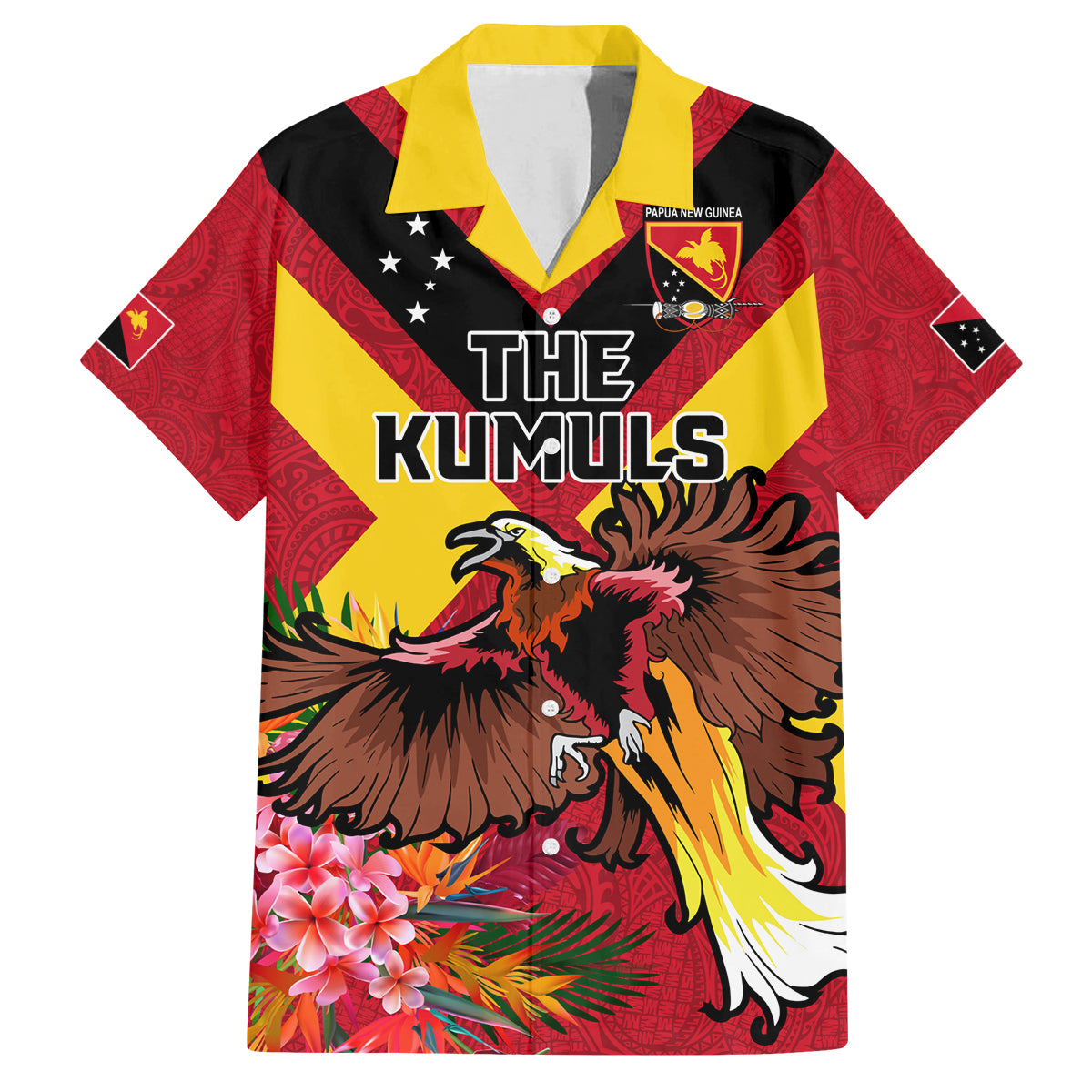 Custom Papua New Guinea Rugby Family Matching Summer Maxi Dress and Hawaiian Shirt Bird of Paradise and Hibiscus Polynesian Pattern Red Color LT03 Dad's Shirt - Short Sleeve Red - Polynesian Pride