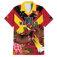 Custom Papua New Guinea Rugby Family Matching Tank Maxi Dress and Hawaiian Shirt Bird of Paradise and Hibiscus Polynesian Pattern Red Color LT03 Dad's Shirt - Short Sleeve Red - Polynesian Pride