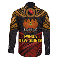 Papua New Guinea Bird-of-Paradise Family Matching Off Shoulder Maxi Dress and Hawaiian Shirt Coat of Arms and Tribal Patterns LT03 - Polynesian Pride