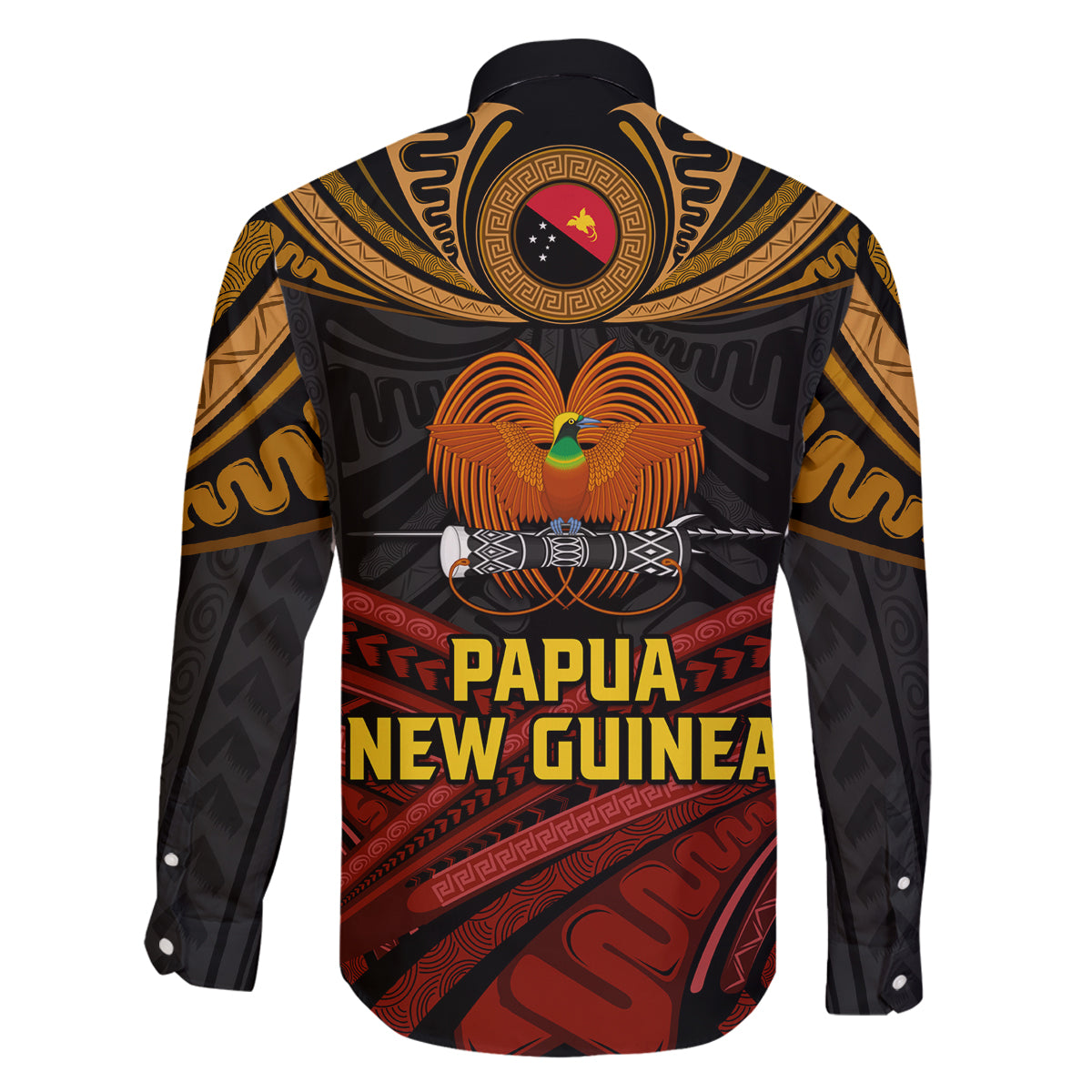 Papua New Guinea Bird-of-Paradise Family Matching Summer Maxi Dress and Hawaiian Shirt Coat of Arms and Tribal Patterns LT03 - Polynesian Pride