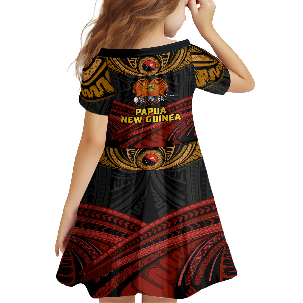 Papua New Guinea Bird-of-Paradise Family Matching Tank Maxi Dress and Hawaiian Shirt Coat of Arms and Tribal Patterns LT03 - Polynesian Pride