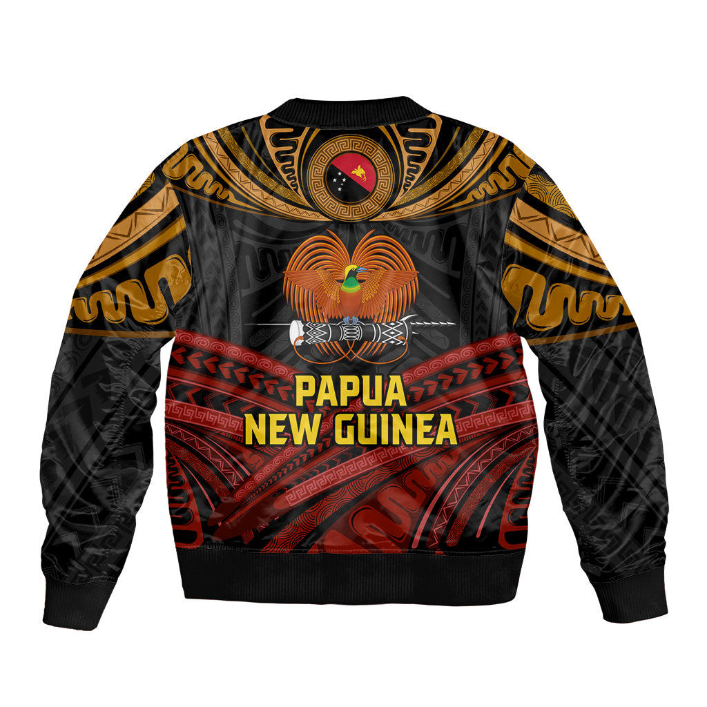 Papua New Guinea Bird-of-Paradise Sleeve Zip Bomber Jacket Coat of Arms and Tribal Patterns LT03 - Polynesian Pride