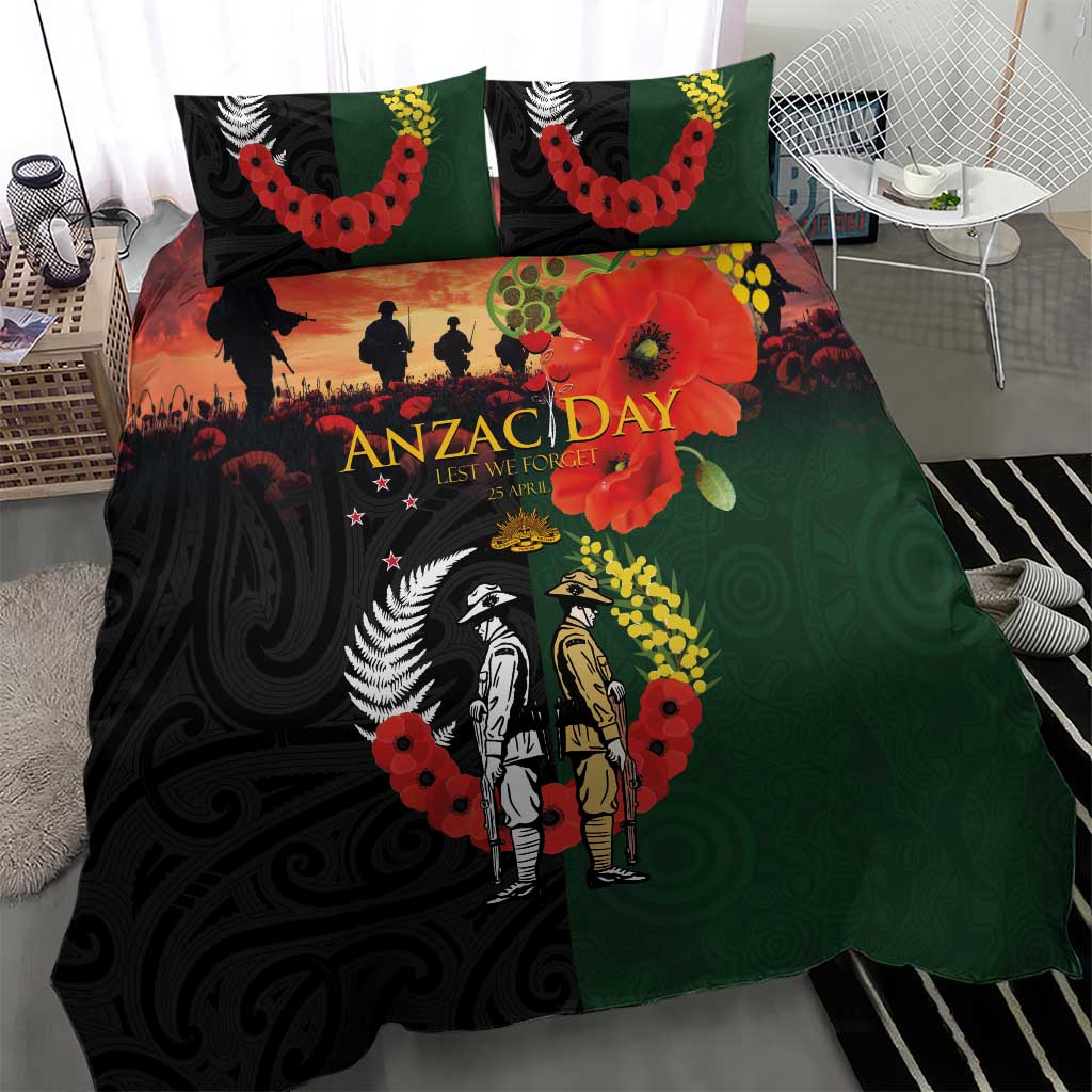 New Zealand and Australia ANZAC Day Bedding Set Lest We Forget Indigenous and Maori Pattern
