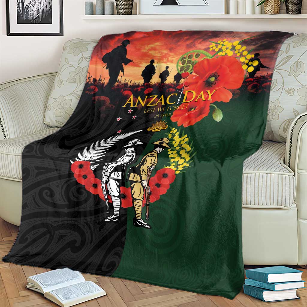 New Zealand and Australia ANZAC Day Blanket Lest We Forget Indigenous and Maori Pattern