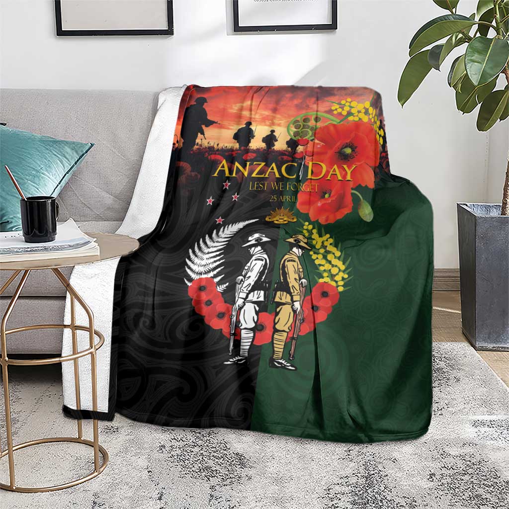 New Zealand and Australia ANZAC Day Blanket Lest We Forget Indigenous and Maori Pattern