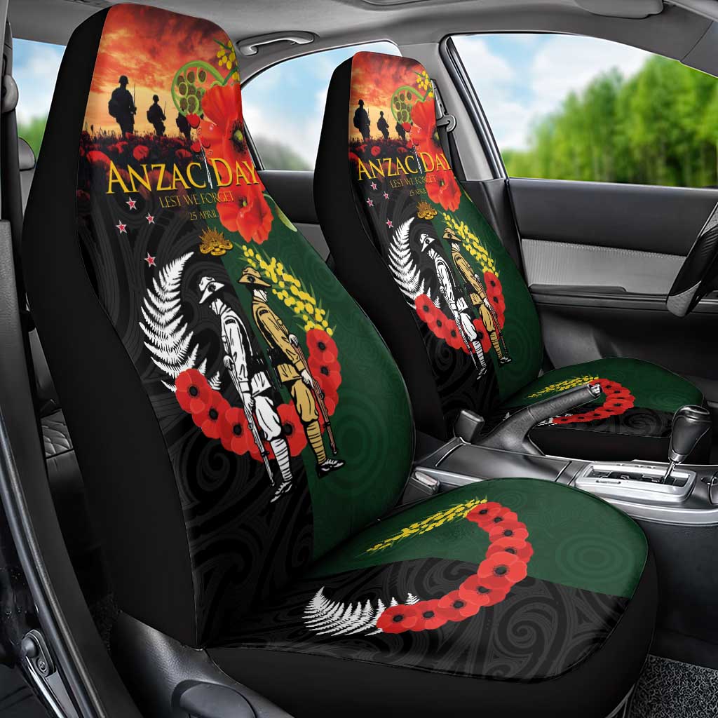 New Zealand and Australia ANZAC Day Car Seat Cover Lest We Forget Indigenous and Maori Pattern