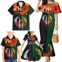 New Zealand and Australia ANZAC Day Family Matching Mermaid Dress and Hawaiian Shirt Lest We Forget Indigenous and Maori Pattern LT03 - Polynesian Pride