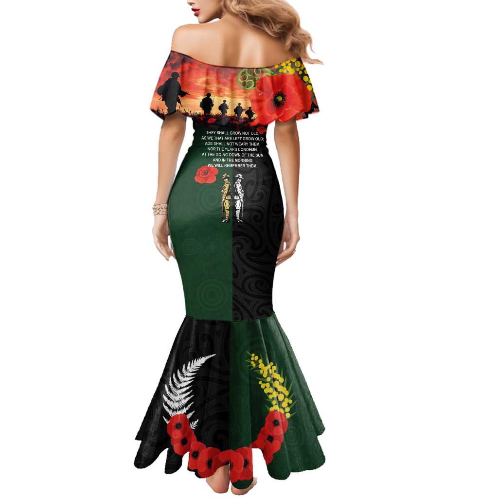 New Zealand and Australia ANZAC Day Family Matching Mermaid Dress and Hawaiian Shirt Lest We Forget Indigenous and Maori Pattern LT03 - Polynesian Pride