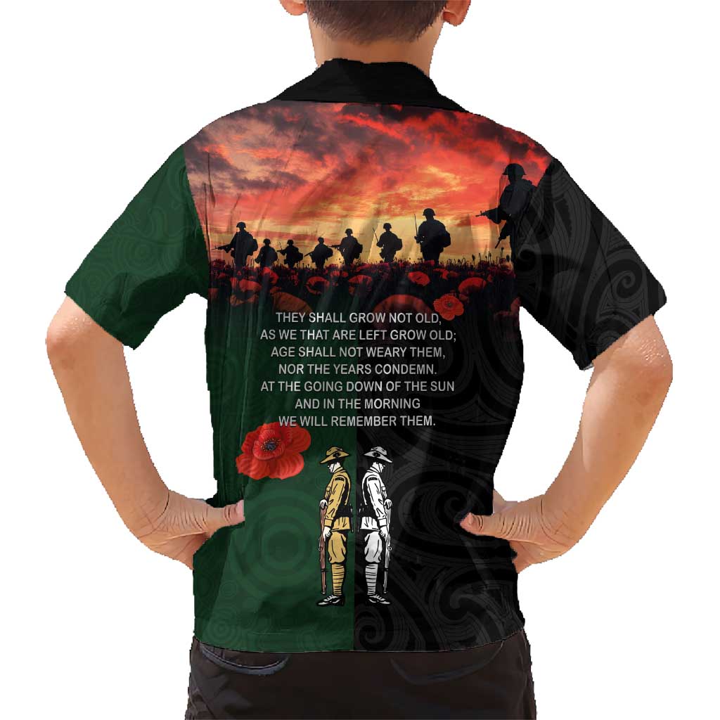 New Zealand and Australia ANZAC Day Family Matching Puletasi and Hawaiian Shirt Lest We Forget Indigenous and Maori Pattern LT03 - Polynesian Pride
