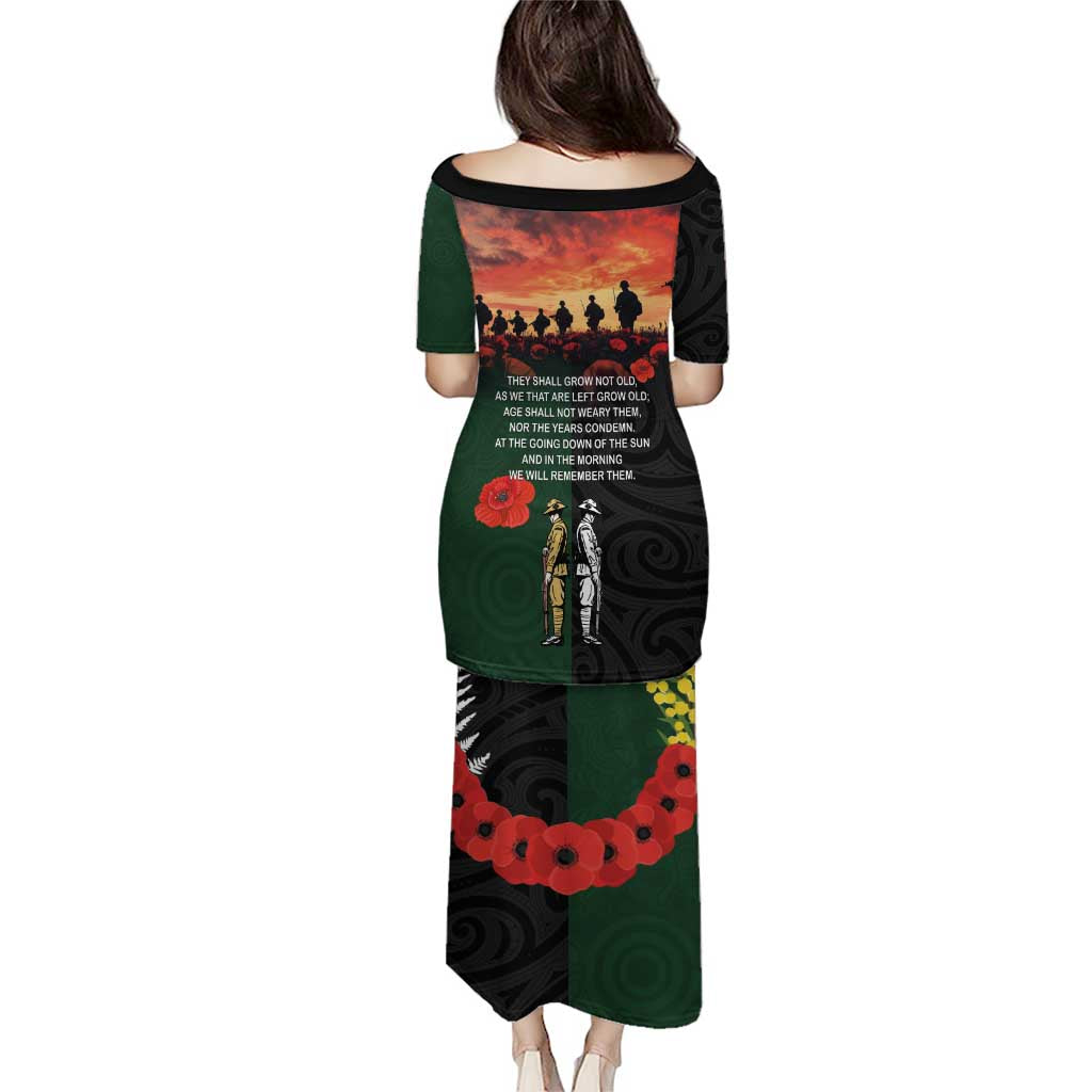 New Zealand and Australia ANZAC Day Family Matching Puletasi and Hawaiian Shirt Lest We Forget Indigenous and Maori Pattern LT03 - Polynesian Pride