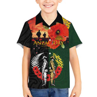 New Zealand and Australia ANZAC Day Family Matching Summer Maxi Dress and Hawaiian Shirt Lest We Forget Indigenous and Maori Pattern LT03 Son's Shirt Multicolor - Polynesian Pride