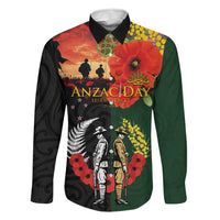 New Zealand and Australia ANZAC Day Family Matching Tank Maxi Dress and Hawaiian Shirt Lest We Forget Indigenous and Maori Pattern LT03 Dad's Shirt - Long Sleeve Multicolor - Polynesian Pride