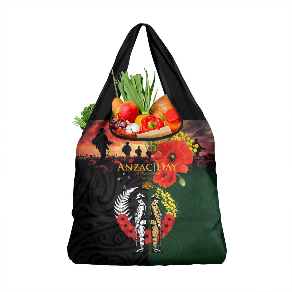 New Zealand and Australia ANZAC Day Grocery Bag Lest We Forget Indigenous and Maori Pattern