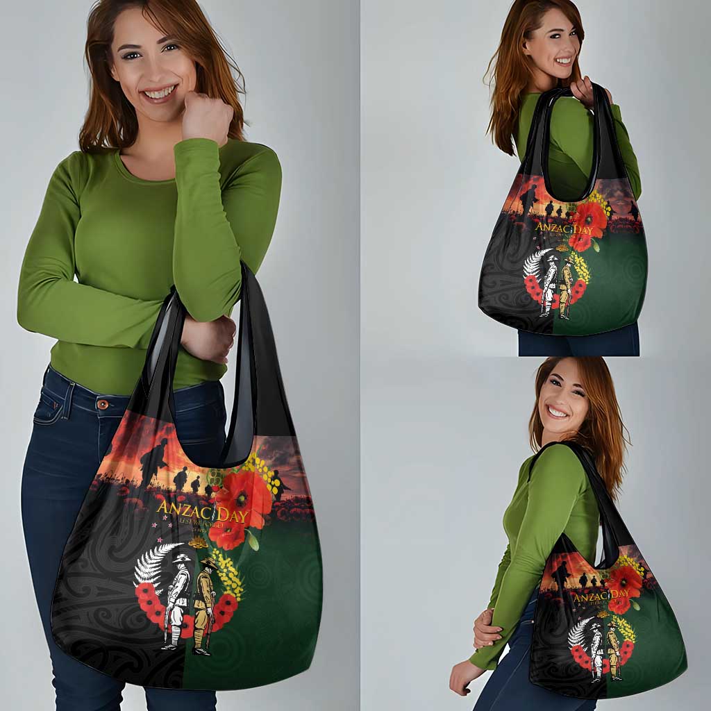 New Zealand and Australia ANZAC Day Grocery Bag Lest We Forget Indigenous and Maori Pattern