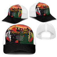 New Zealand and Australia ANZAC Day Mesh Trucker Cap Lest We Forget Indigenous and Maori Pattern