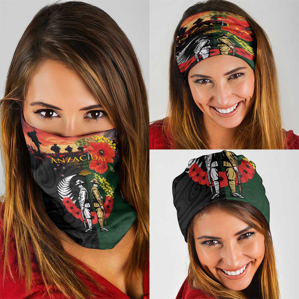 New Zealand and Australia ANZAC Day Neck Gaiter Lest We Forget Indigenous and Maori Pattern
