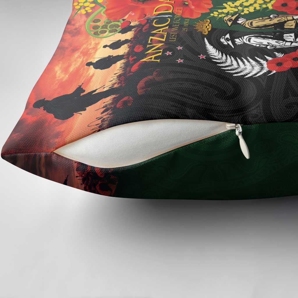 New Zealand and Australia ANZAC Day Pillow Cover Lest We Forget Indigenous and Maori Pattern