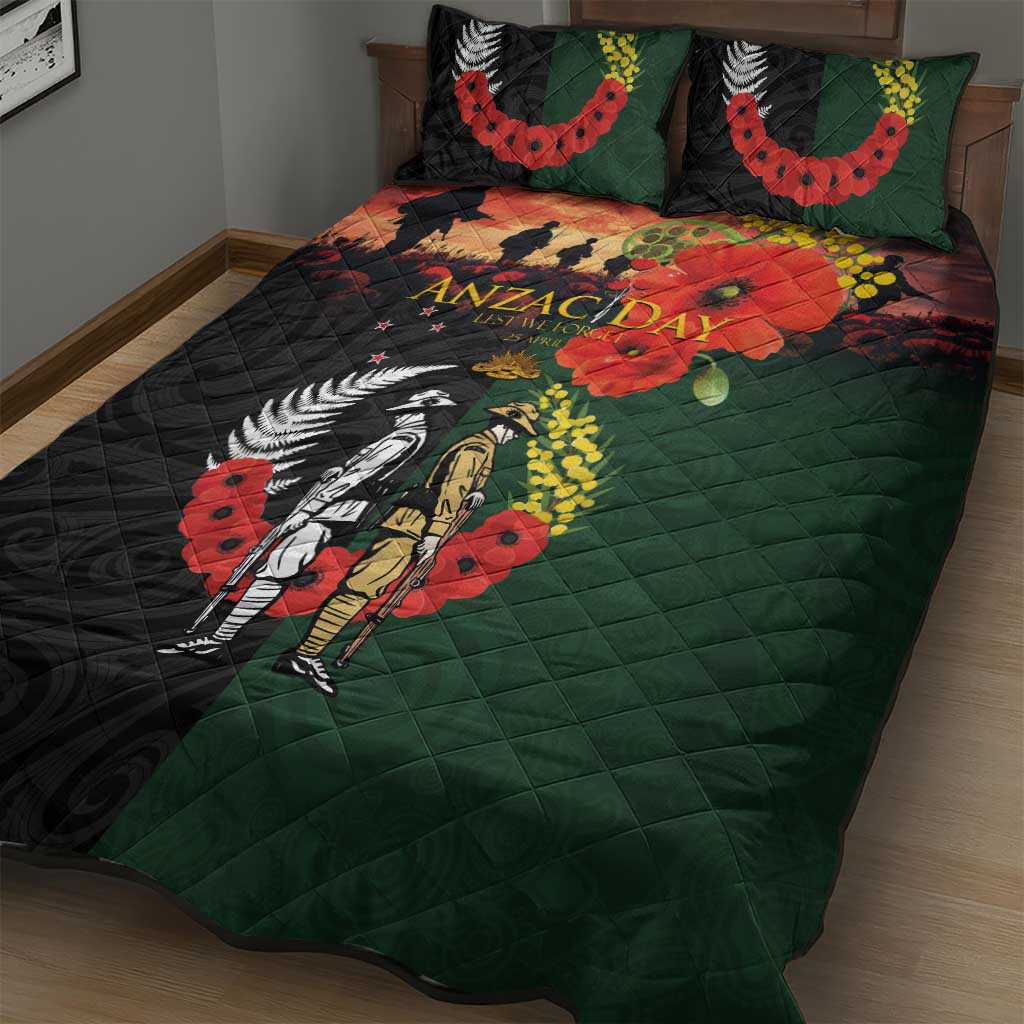 New Zealand and Australia ANZAC Day Quilt Bed Set Lest We Forget Indigenous and Maori Pattern