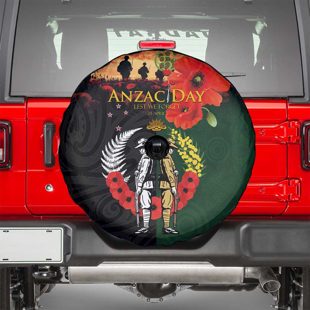 New Zealand and Australia ANZAC Day Spare Tire Cover Lest We Forget Indigenous and Maori Pattern
