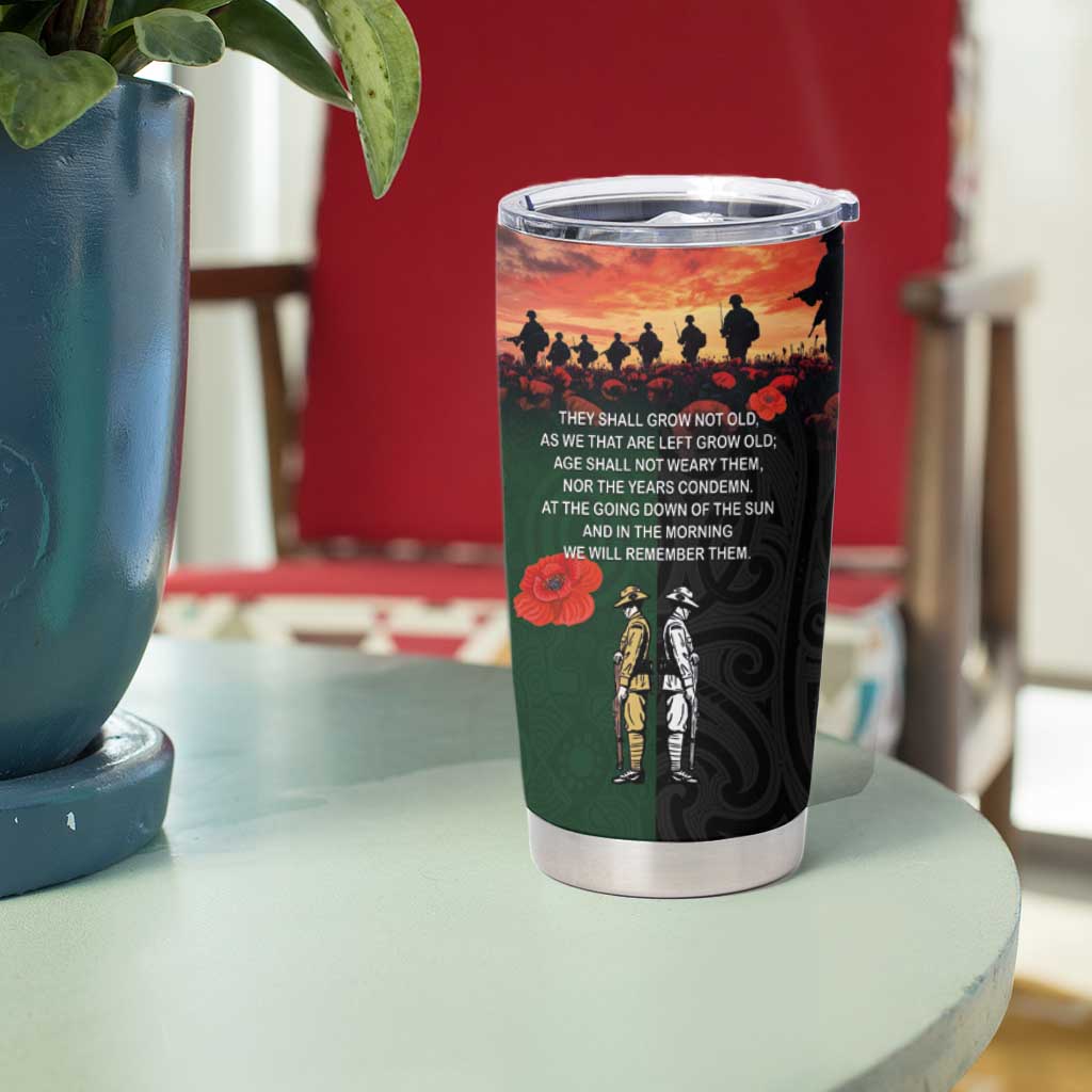 New Zealand and Australia ANZAC Day Tumbler Cup Lest We Forget Indigenous and Maori Pattern