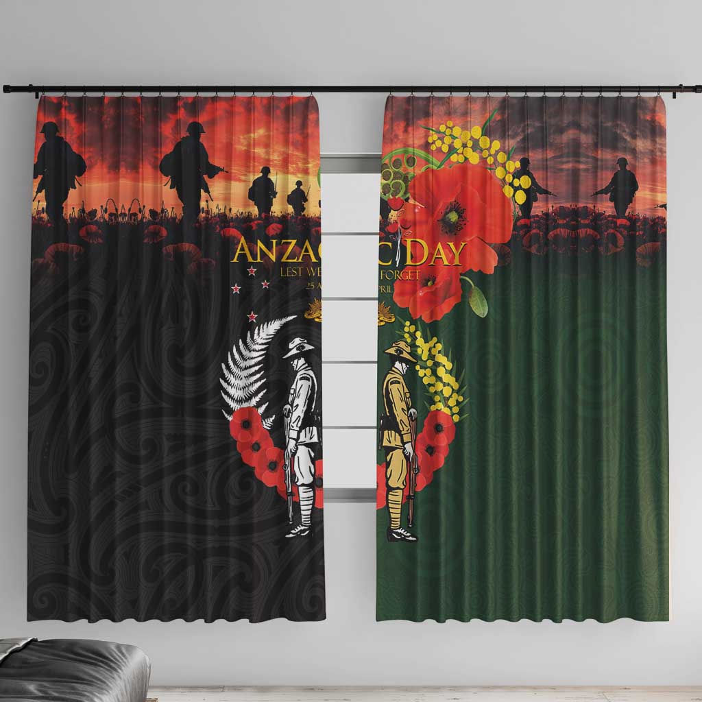 New Zealand and Australia ANZAC Day Window Curtain Lest We Forget Indigenous and Maori Pattern