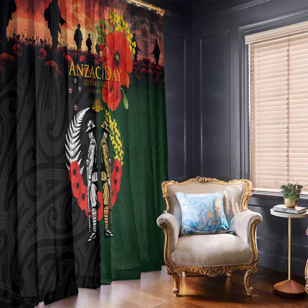 New Zealand and Australia ANZAC Day Window Curtain Lest We Forget Indigenous and Maori Pattern