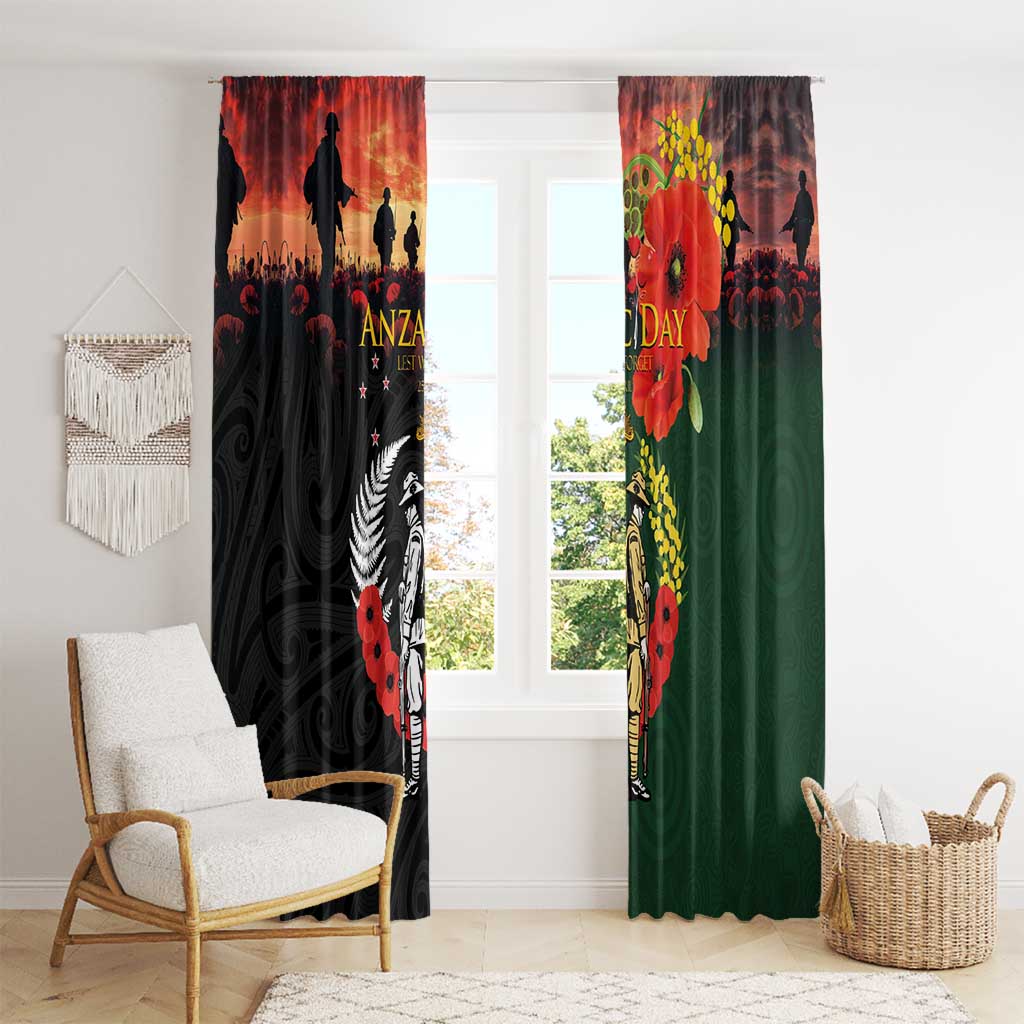 New Zealand and Australia ANZAC Day Window Curtain Lest We Forget Indigenous and Maori Pattern
