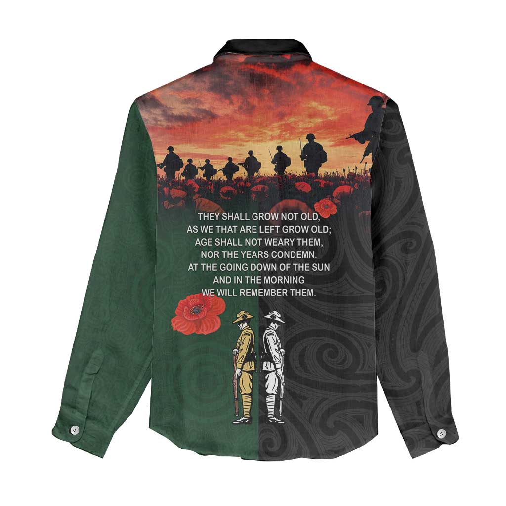 New Zealand and Australia ANZAC Day Women Casual Shirt Lest We Forget Indigenous and Maori Pattern