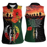 New Zealand and Australia ANZAC Day Women Sleeveless Polo Shirt Lest We Forget Indigenous and Maori Pattern