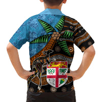 Fiji and Australia Family Matching Off The Shoulder Long Sleeve Dress and Hawaiian Shirt Fijian and Aboriginal mix Culture LT03 - Polynesian Pride