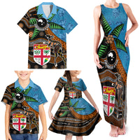 Fiji and Australia Family Matching Tank Maxi Dress and Hawaiian Shirt Fijian and Aboriginal mix Culture LT03 - Polynesian Pride
