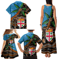 Fiji and Australia Family Matching Tank Maxi Dress and Hawaiian Shirt Fijian and Aboriginal mix Culture LT03 - Polynesian Pride