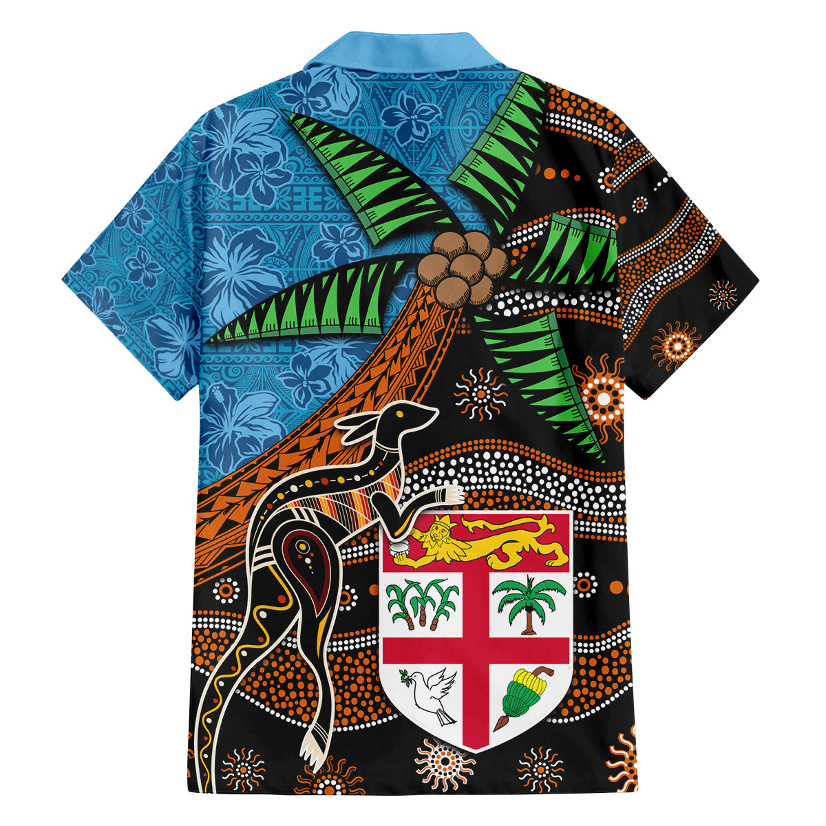 Fiji and Australia Family Matching Tank Maxi Dress and Hawaiian Shirt Fijian and Aboriginal mix Culture LT03 - Polynesian Pride