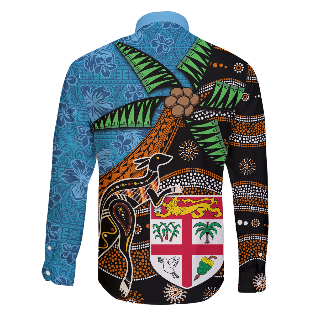Fiji and Australia Family Matching Tank Maxi Dress and Hawaiian Shirt Fijian and Aboriginal mix Culture LT03 - Polynesian Pride